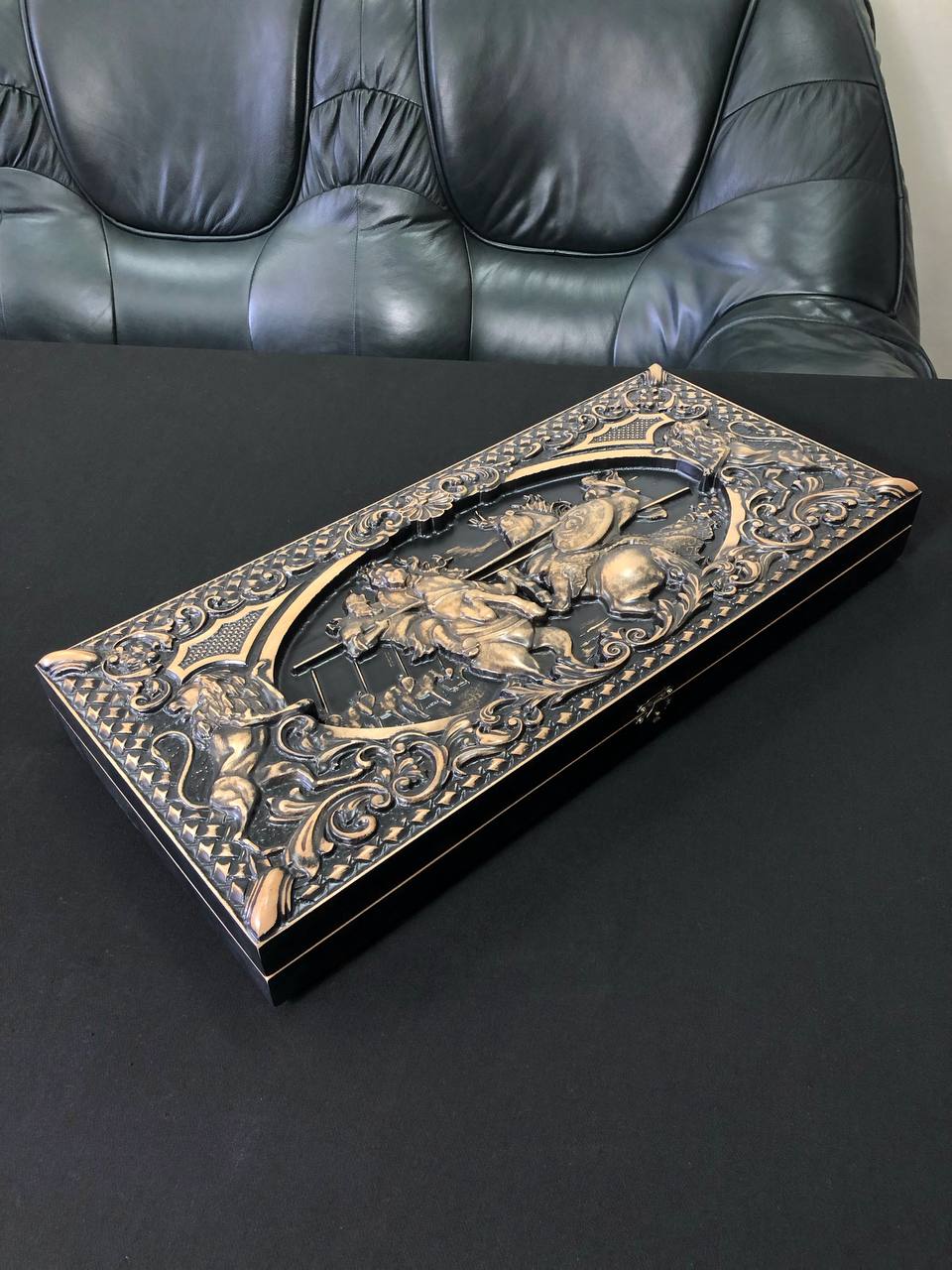 Wooden Backgammon "The Knights", 50×23×9cm, Customized and Gift-ready