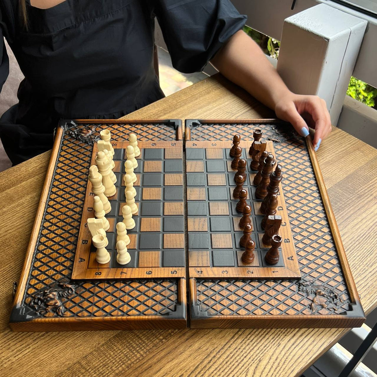 Horse Wooden Chess Set - 18"