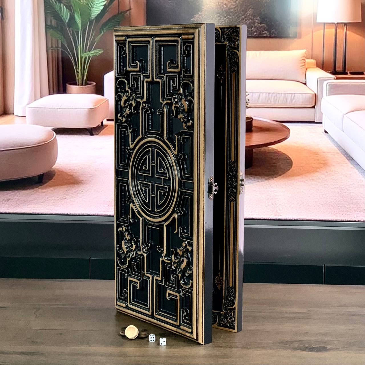 Prestigious Handmade Wooden Backgammon Board, Crafted from High-Quality Basswood, Gift-ready