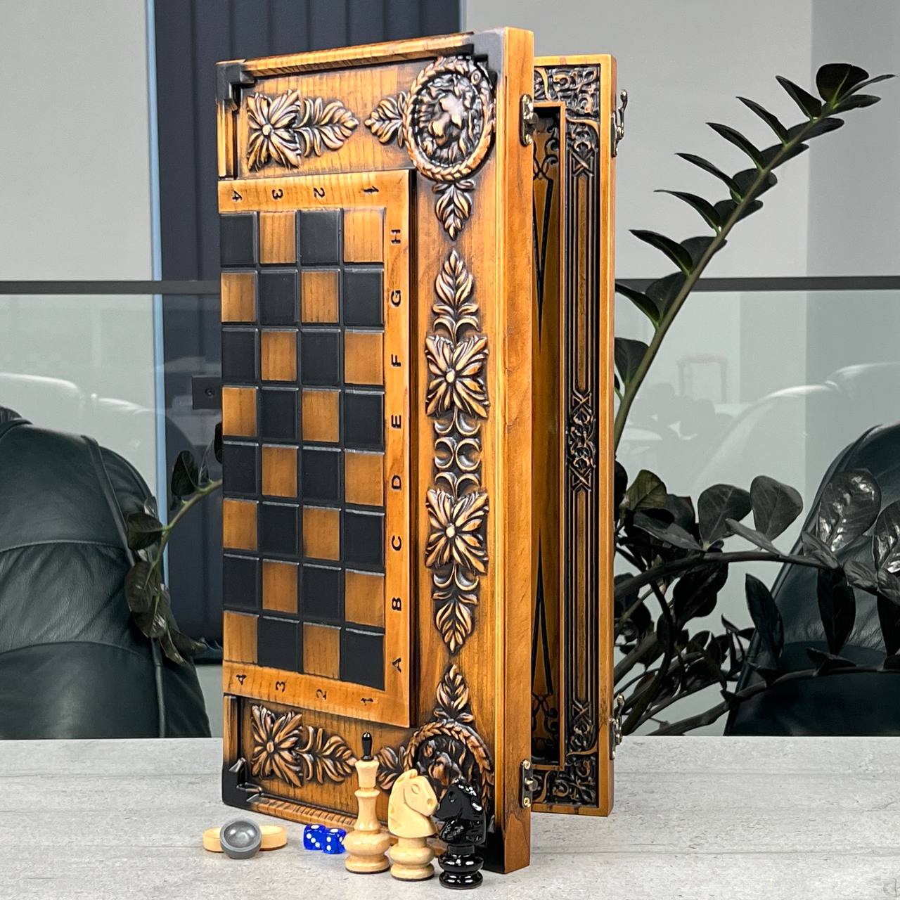 Lion Wooden Chess Set