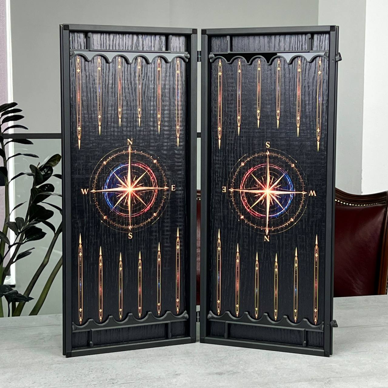 Guiding Star Wooden Backgammon Set – Oak & Aluminum, Large 24"