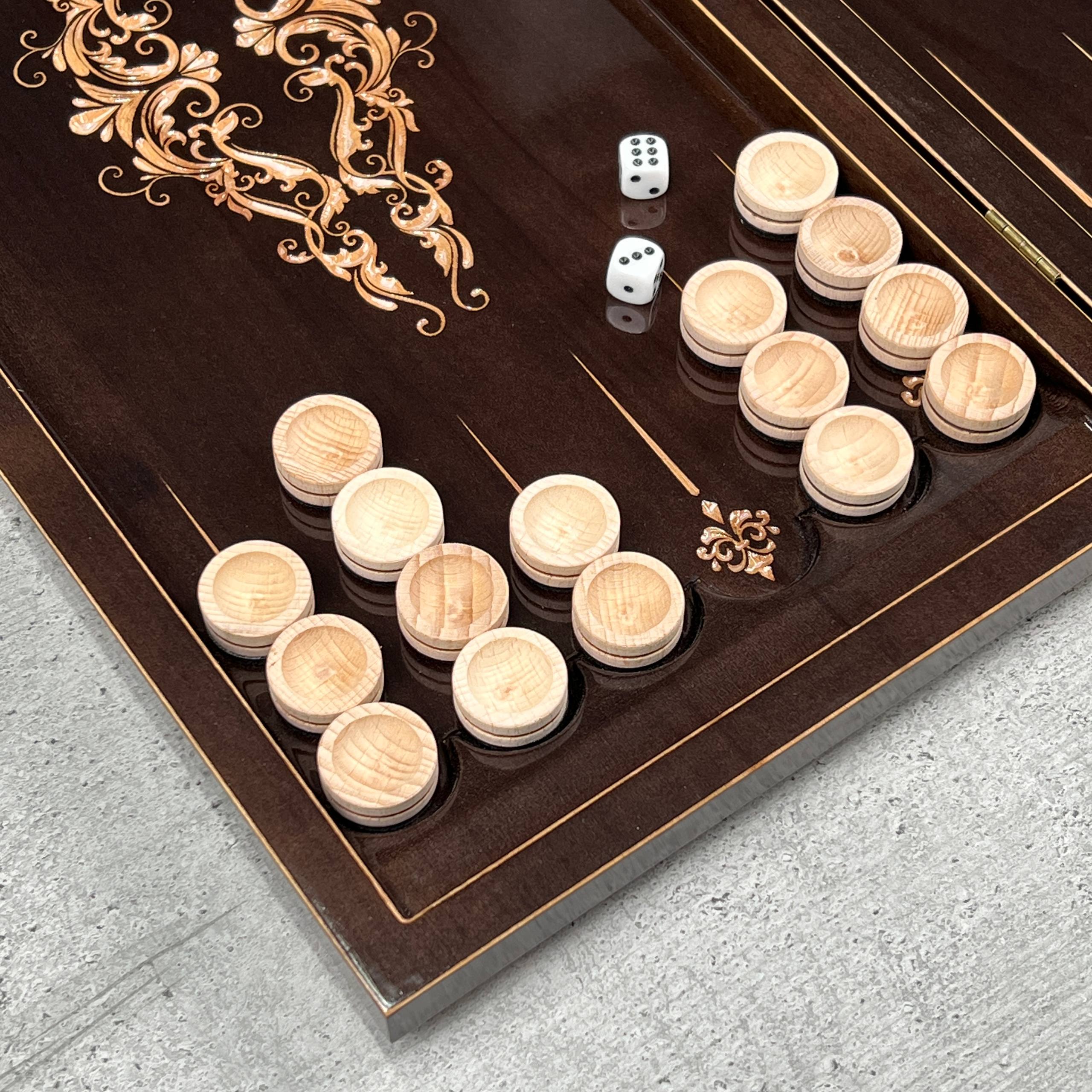 Jeu de backgammon en bois, 50×23 cm, beau design classique, prêt à offrir