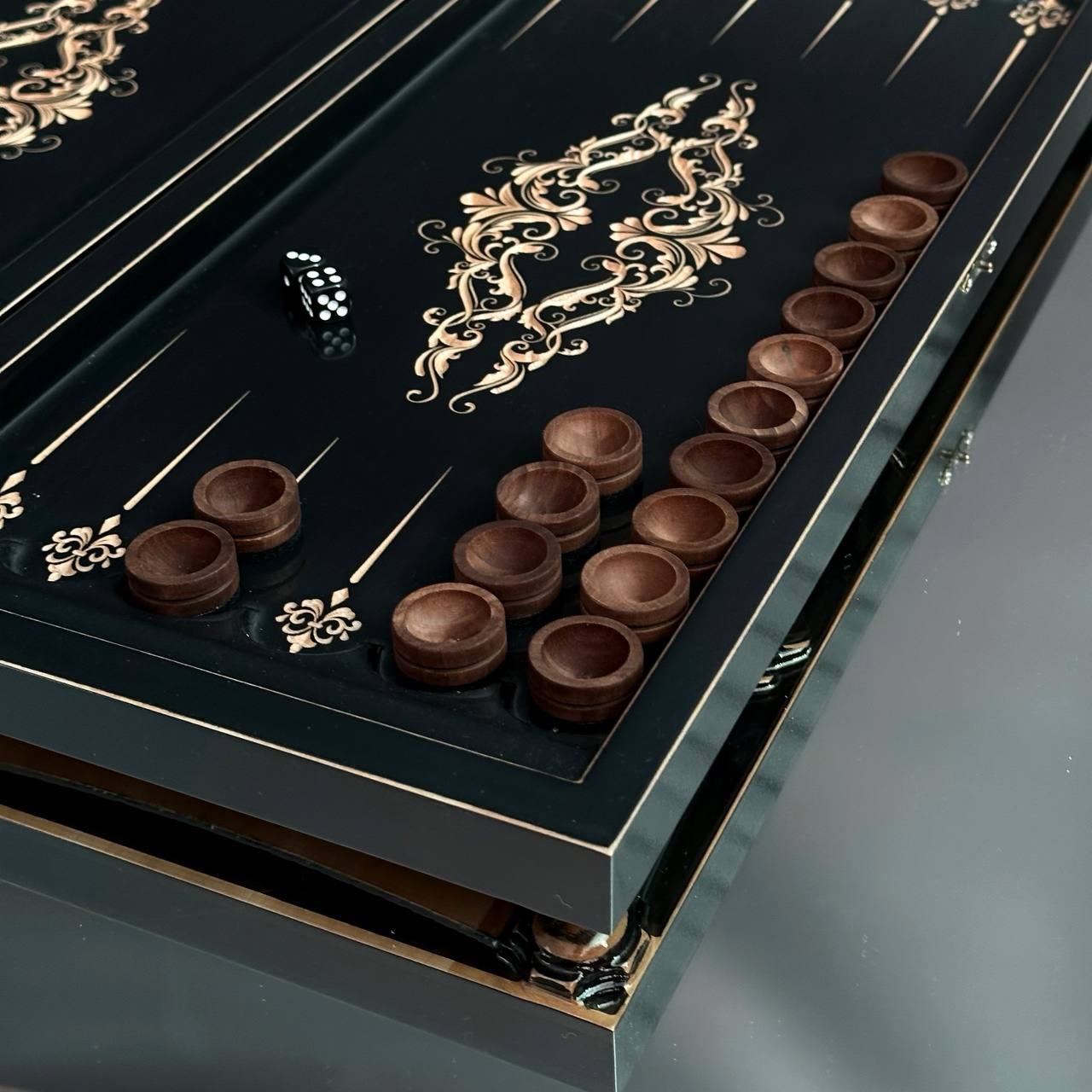 Wooden backgammon board game set "Dragon" Gift-ready