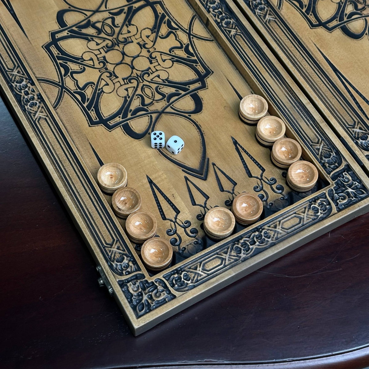 Backgammon en bois artisanal avec étoile de David – Cadeau haut de gamme, livraison gratuite dans le monde entier
