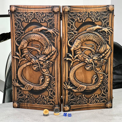 Backgammon en bois, backgammon sculpté personnalisé avec Lion, jeu de backgammon, cadeau pour lui, jeu de backgammon personnalisé