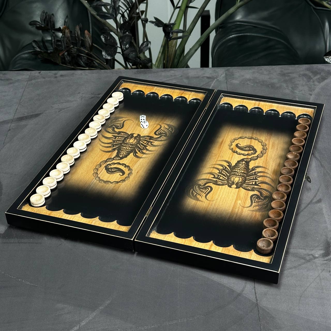 Wooden Backgammon "Scorpion" Customized and Gift-ready