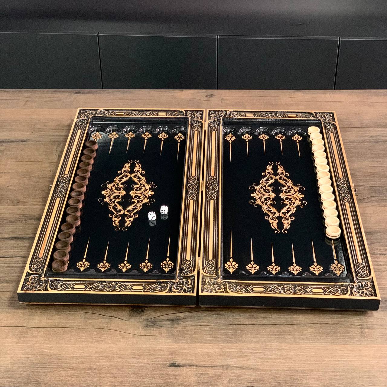 Prestigious Handmade Wooden Backgammon Board, Crafted from High-Quality Basswood, Gift-ready