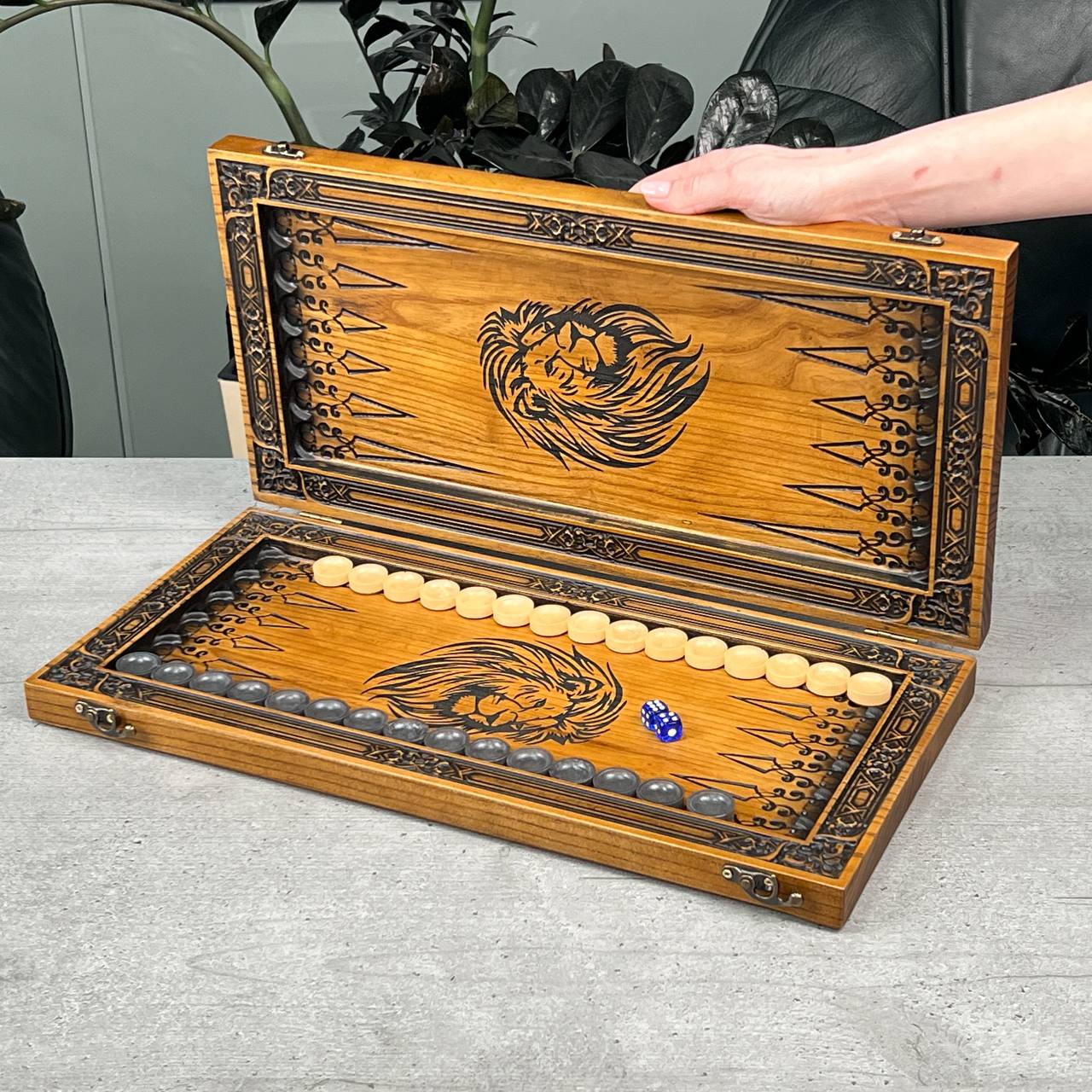 Lion Wooden Chess Set