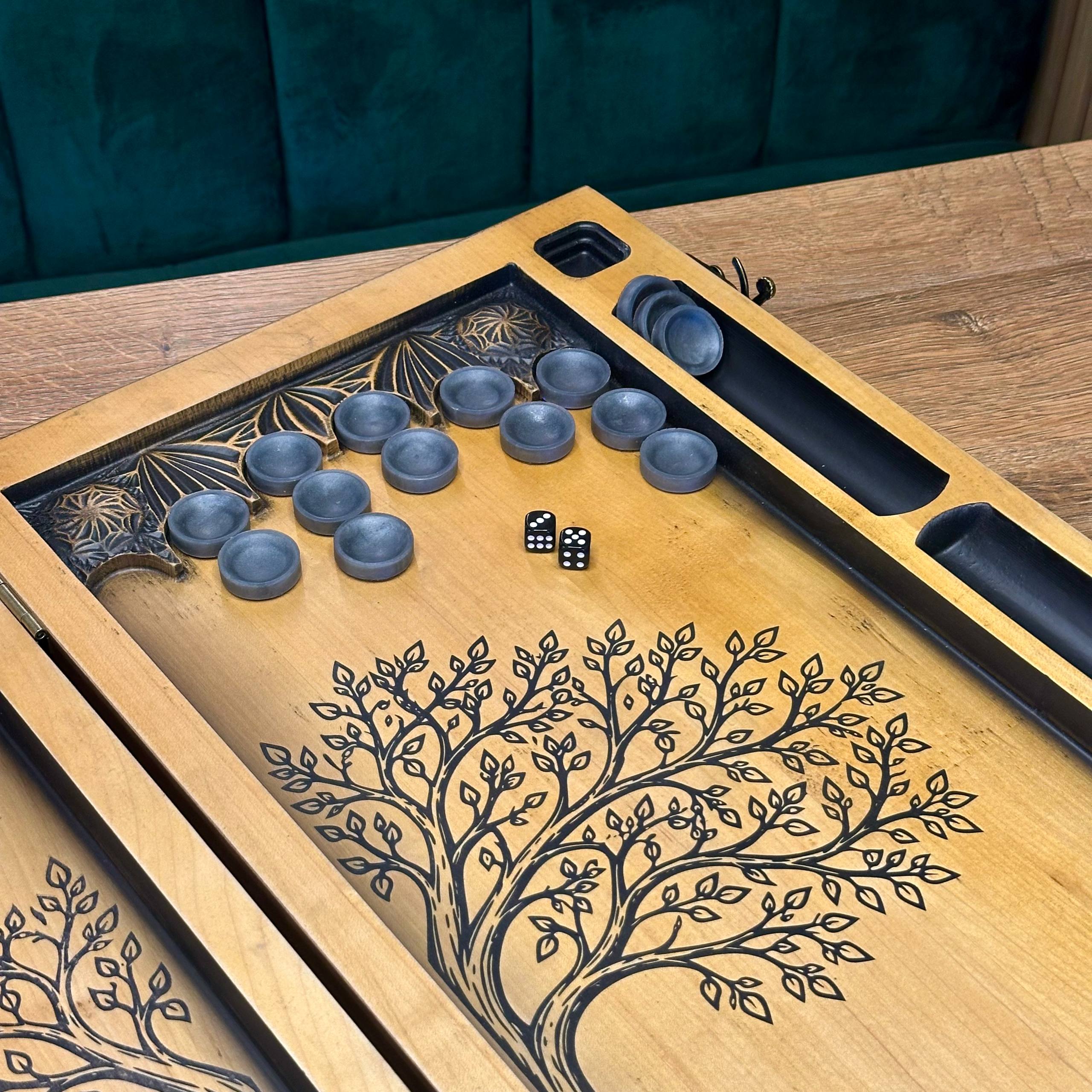 Holz-Backgammon „Drache“, 64×31×8cm, Art. 190169 