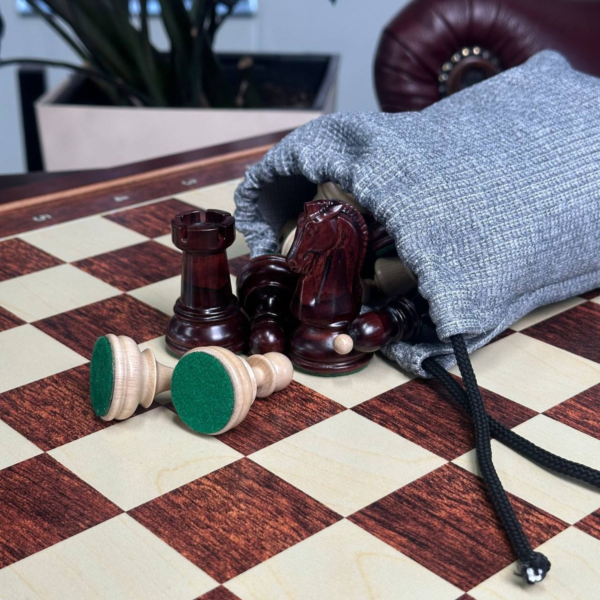 Classic Wooden Chess Set with Weighted Staunton Pieces – 20"
