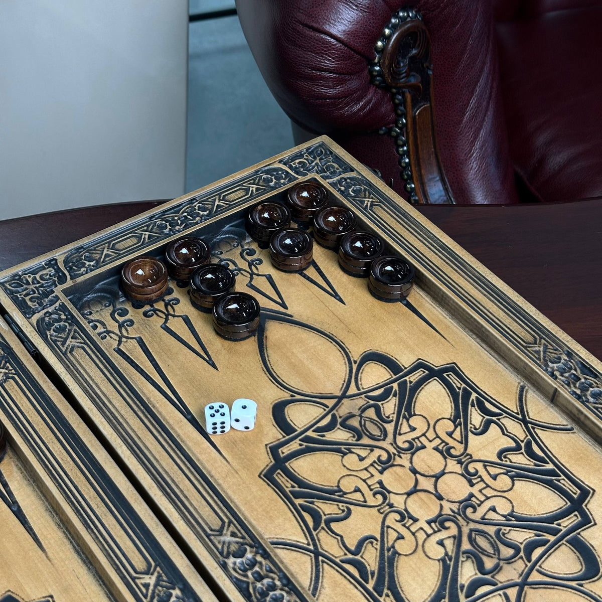 Backgammon en bois artisanal avec étoile de David – Cadeau haut de gamme, livraison gratuite dans le monde entier