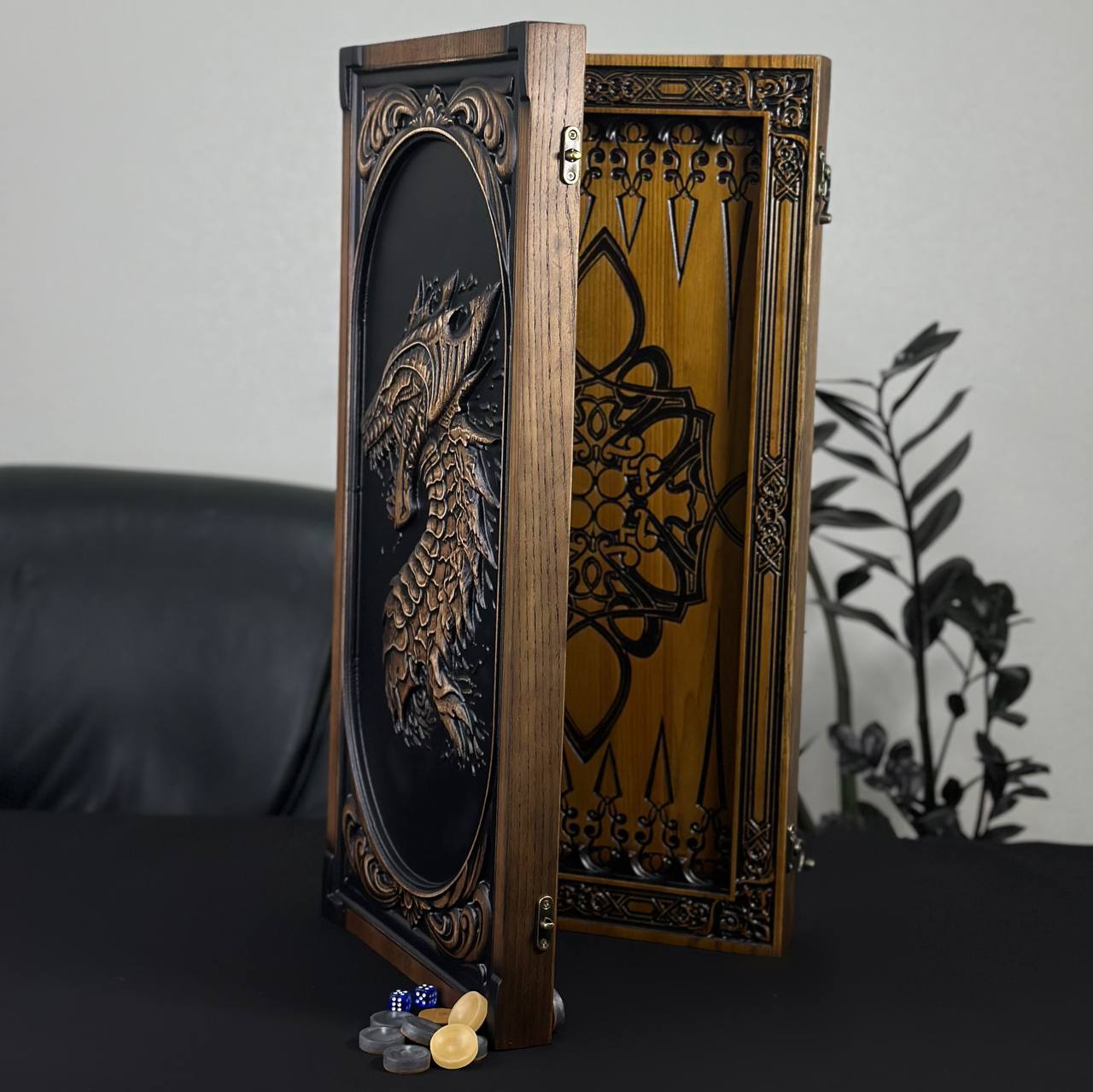 Premium Dragon Wooden Backgammon – Luxury Handcrafted Board Game