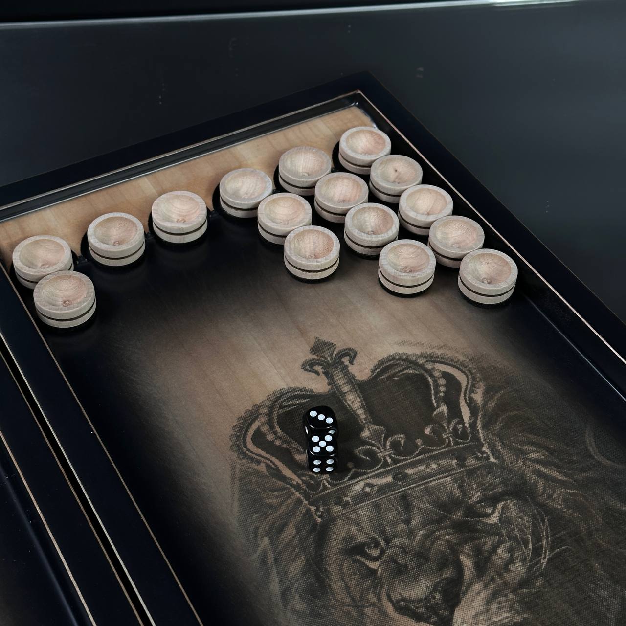 Wooden Backgammon "Lion" Set - 50*23mm, Luxury Ash Wood, Carved Design, Gift-Ready