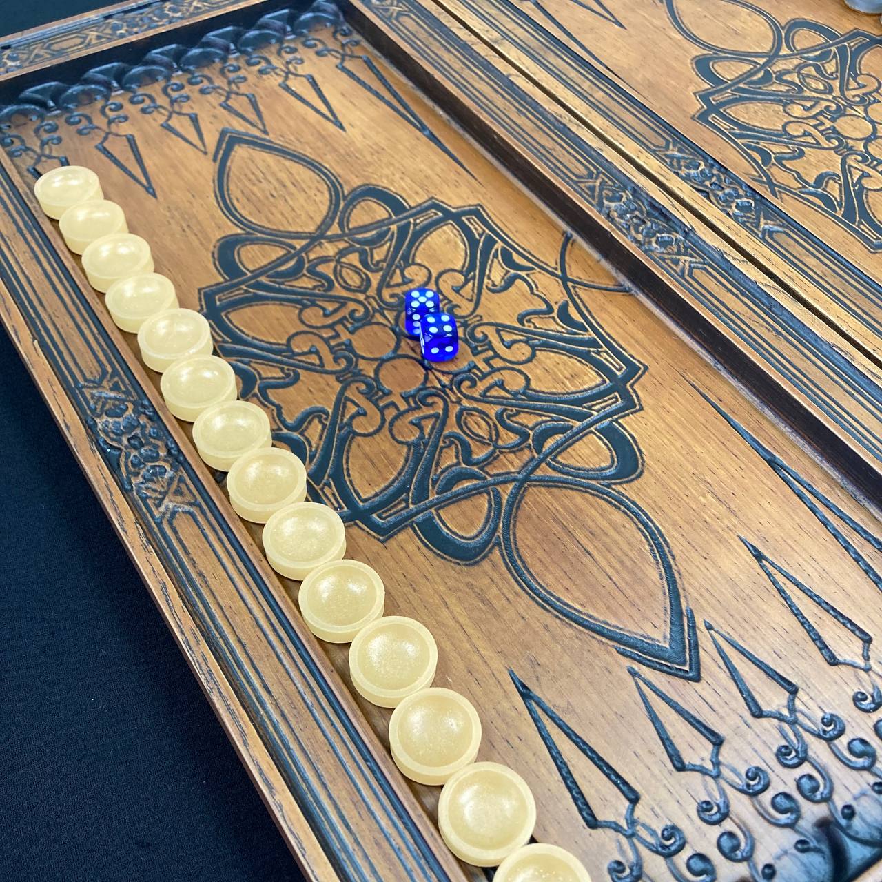 Wooden backgammon board game set "King Lion" Gift-ready