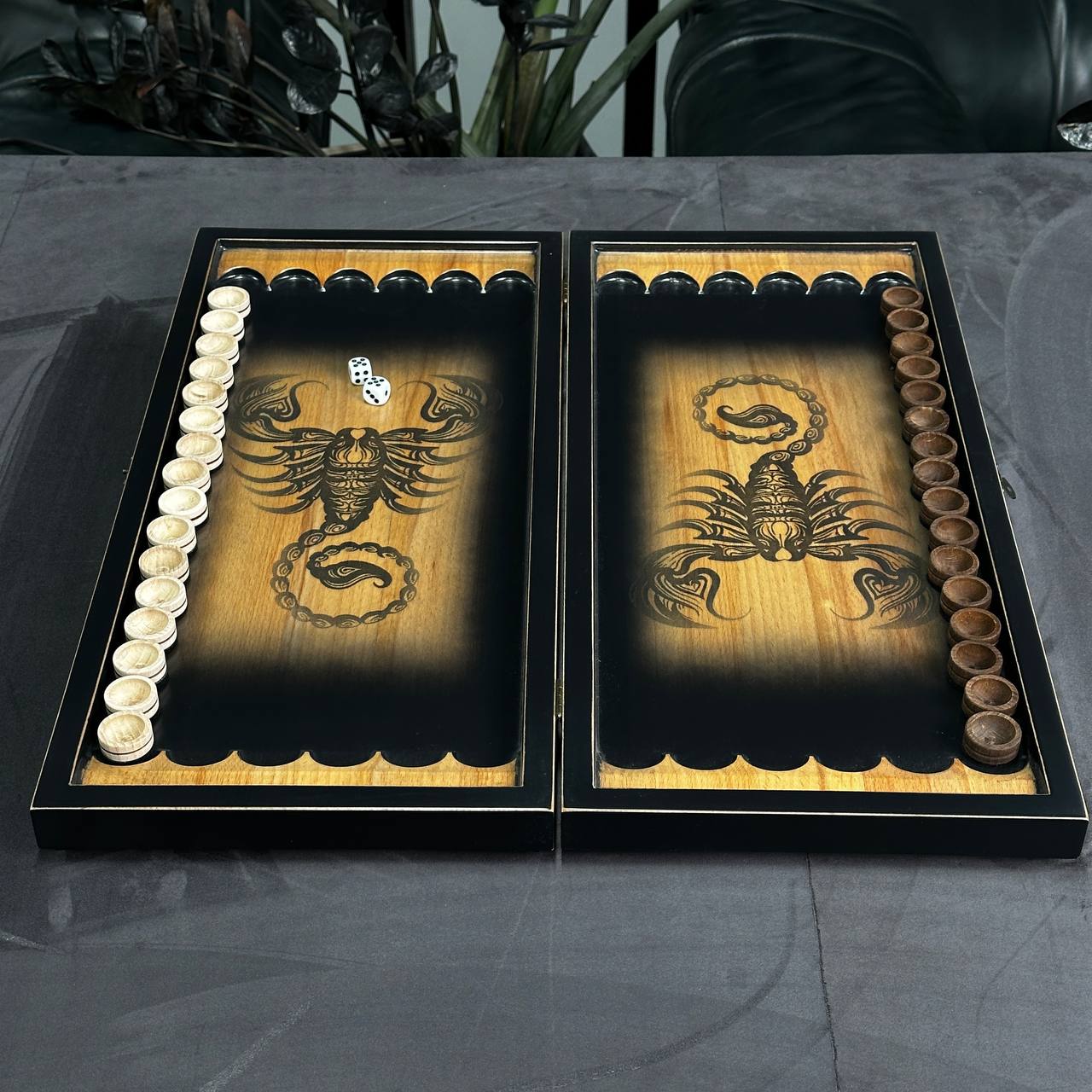 Wooden Backgammon "Scorpion" Customized and Gift-ready
