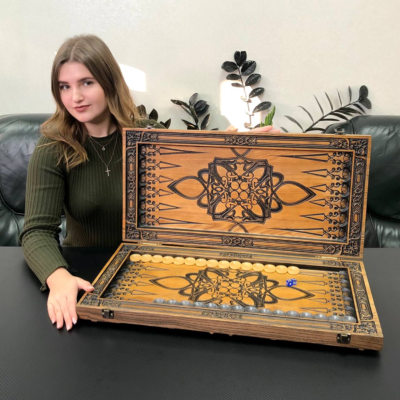 Wooden Backgammon "Star and Pistols" – Brutal Style & Uncompromising Quality Gift-ready