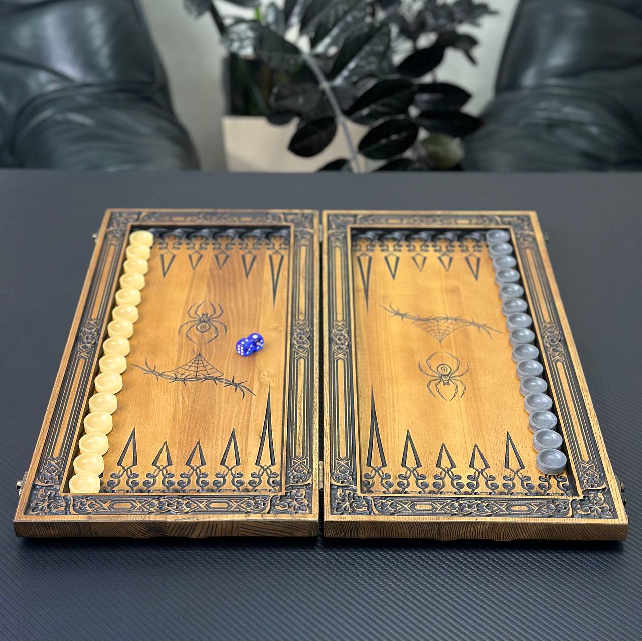 Wooden Backgammon "Star and Pistols" – Brutal Style & Uncompromising Quality Gift-ready