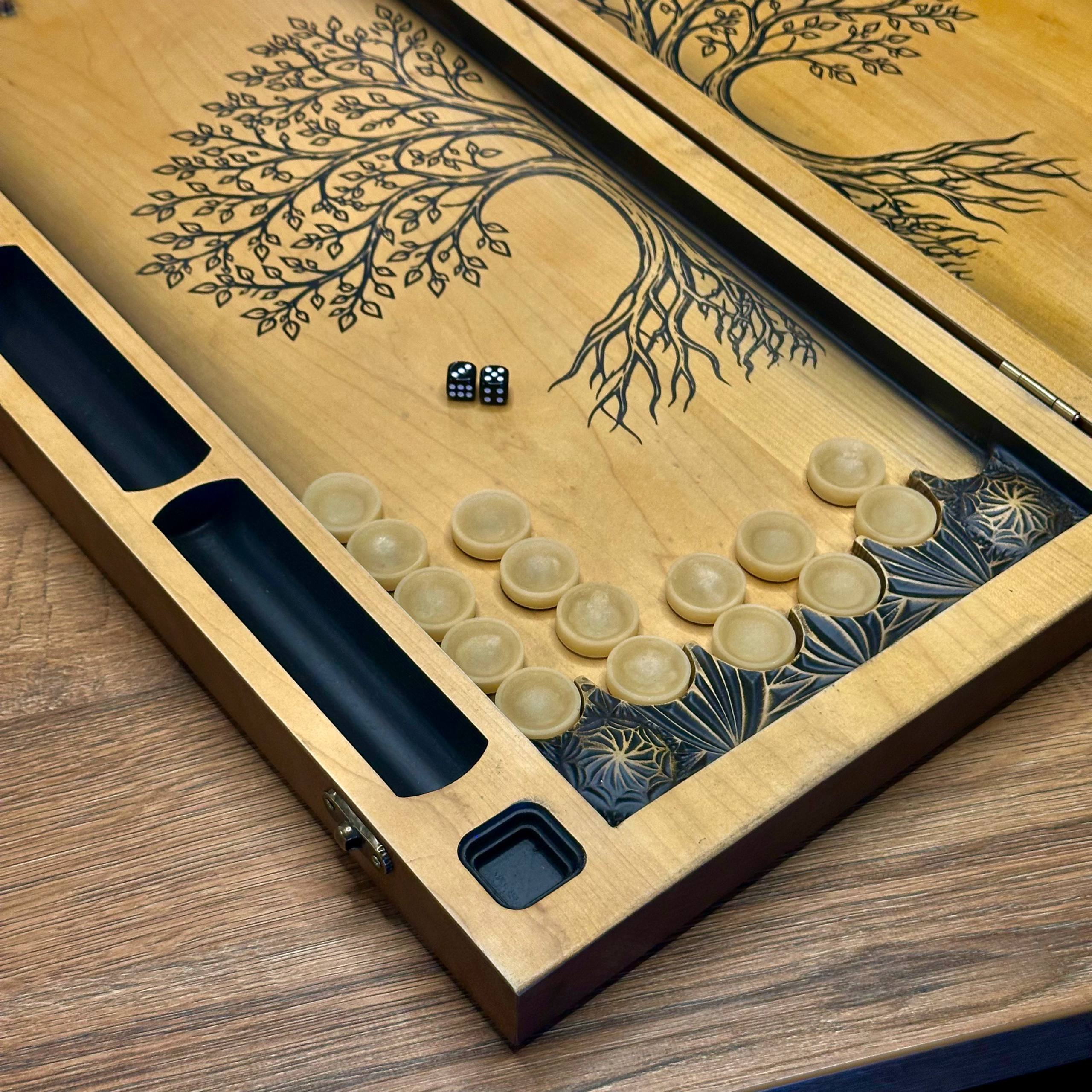 Holz-Backgammon „Drache“, 64×31×8cm, Art. 190169 