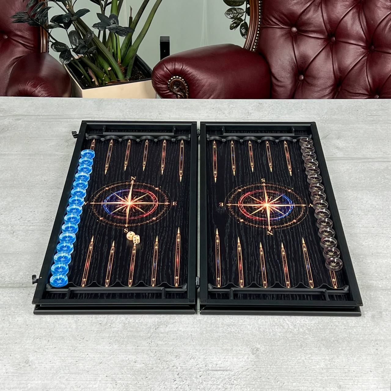 Guiding Star Wooden Backgammon Set – Oak & Aluminum, Large 24"