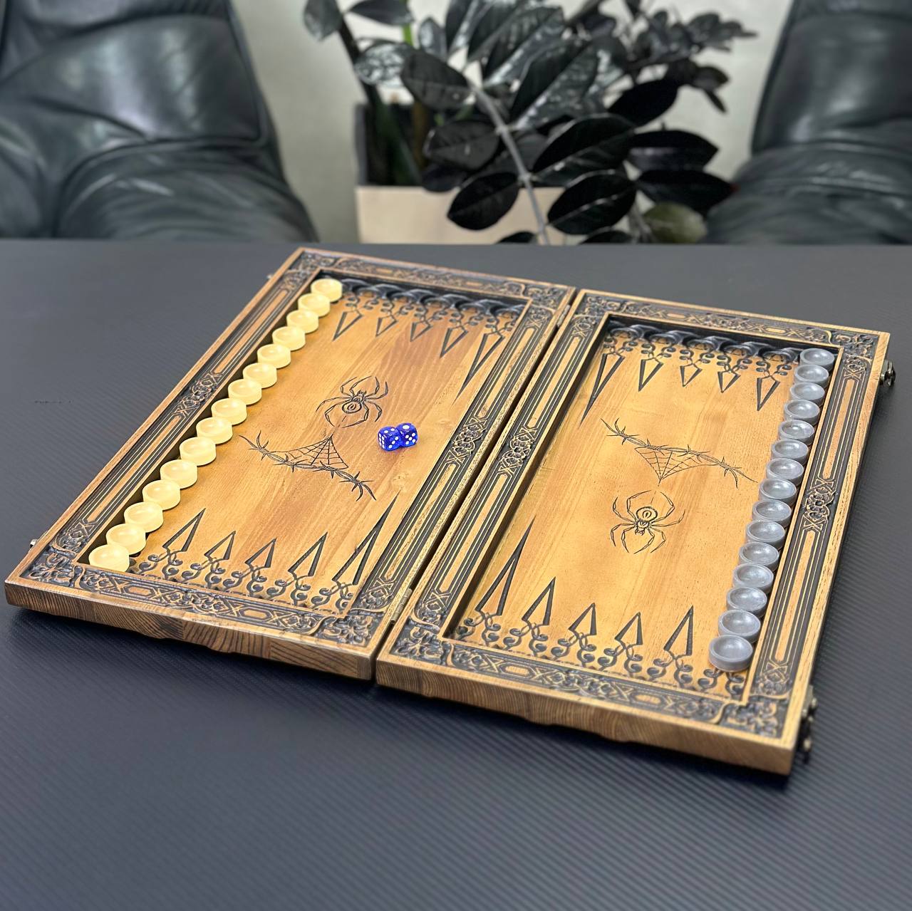 Wooden Backgammon "Star and Pistols" – Brutal Style & Uncompromising Quality Gift-ready
