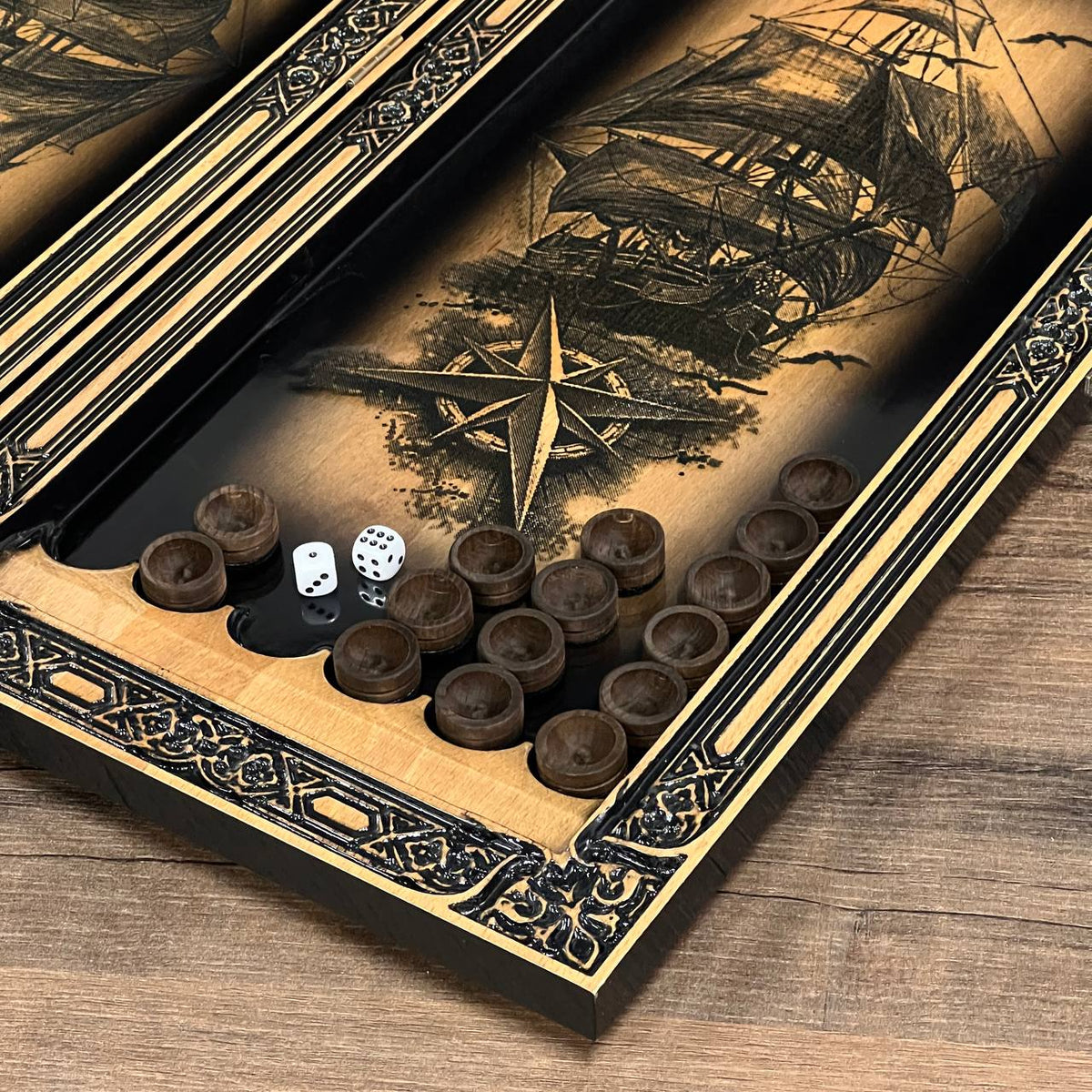 Ship Wooden Backgammon Set – Maple Wood 24"