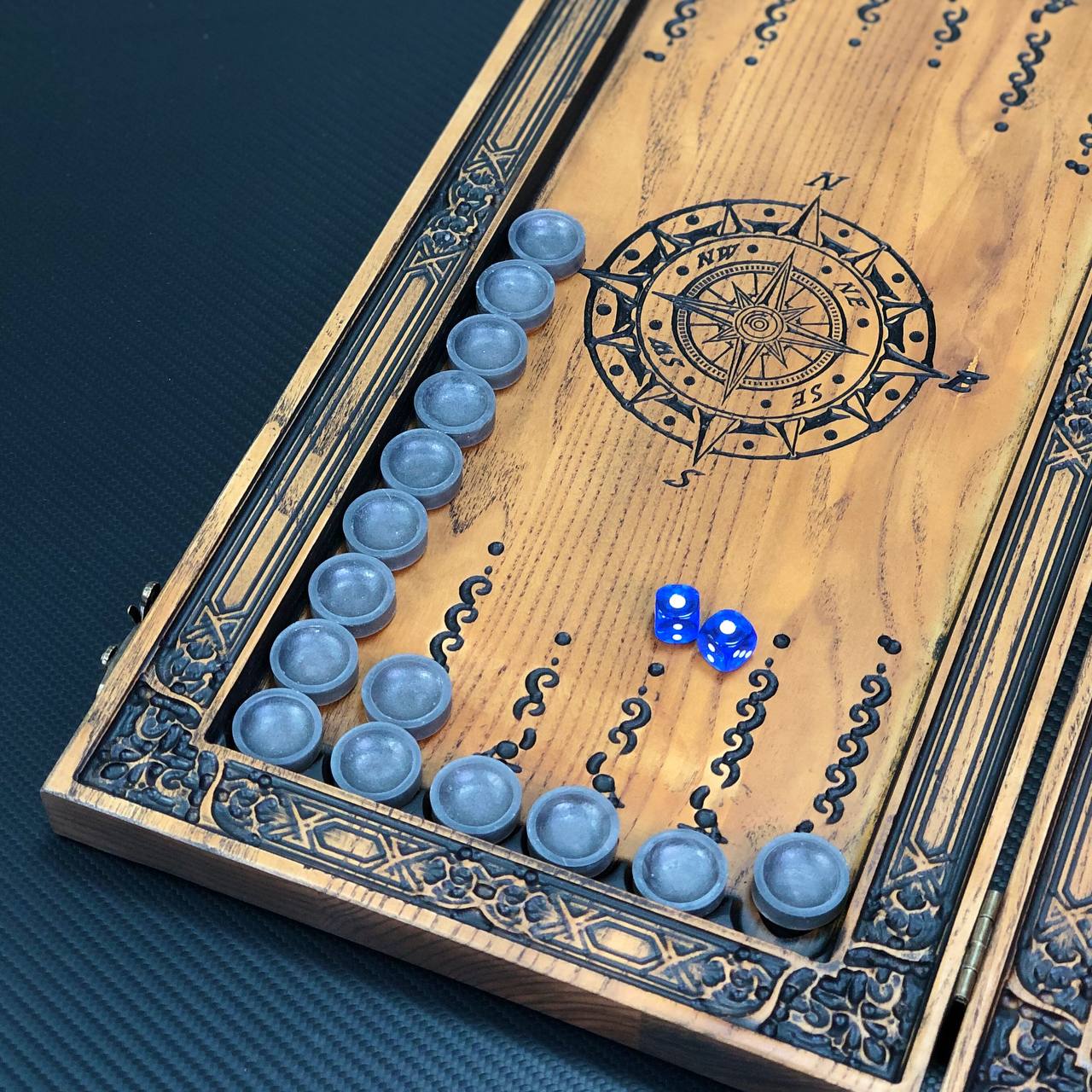Exclusive Wooden Backgammon "The Compass". Customize and Gift-ready