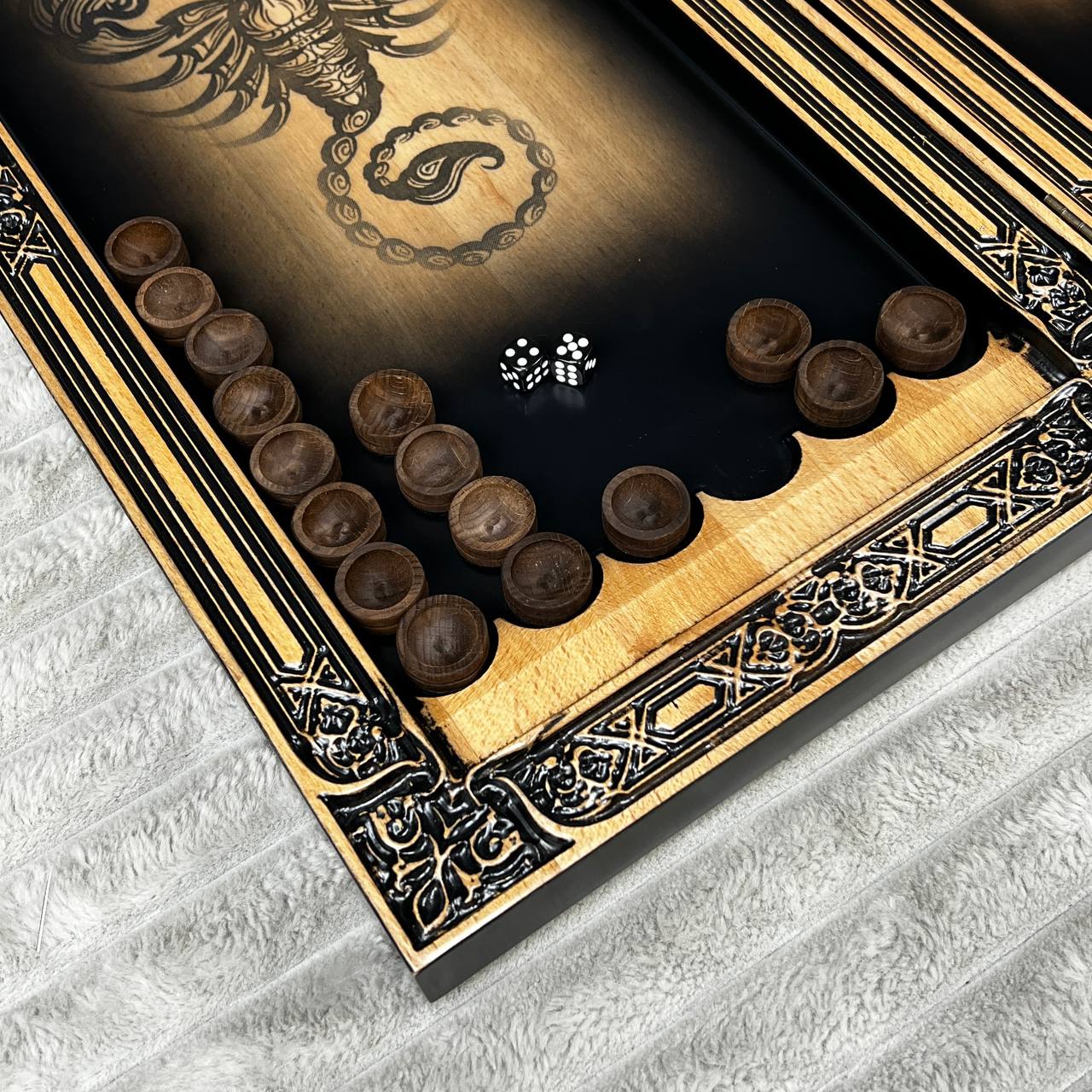 Wooden Backgammon "Scorpion" Customized and Gift-ready