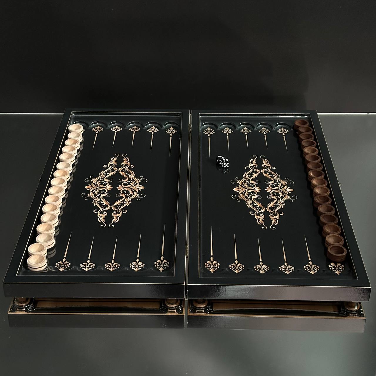 Wooden backgammon board game set "Dragon" Gift-ready