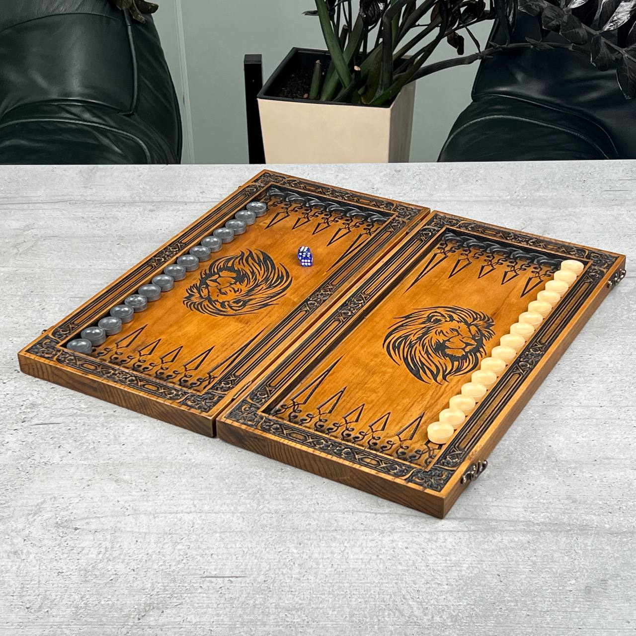 Lion Wooden Chess Set