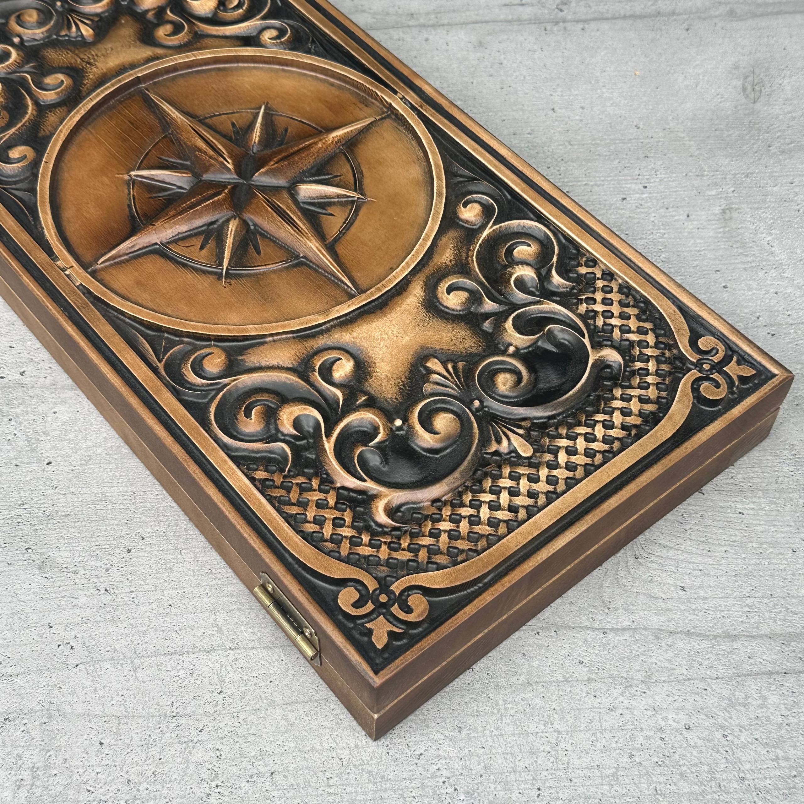 Holz-Backgammon „Drache“, 64×31×8cm, Art. 190169 