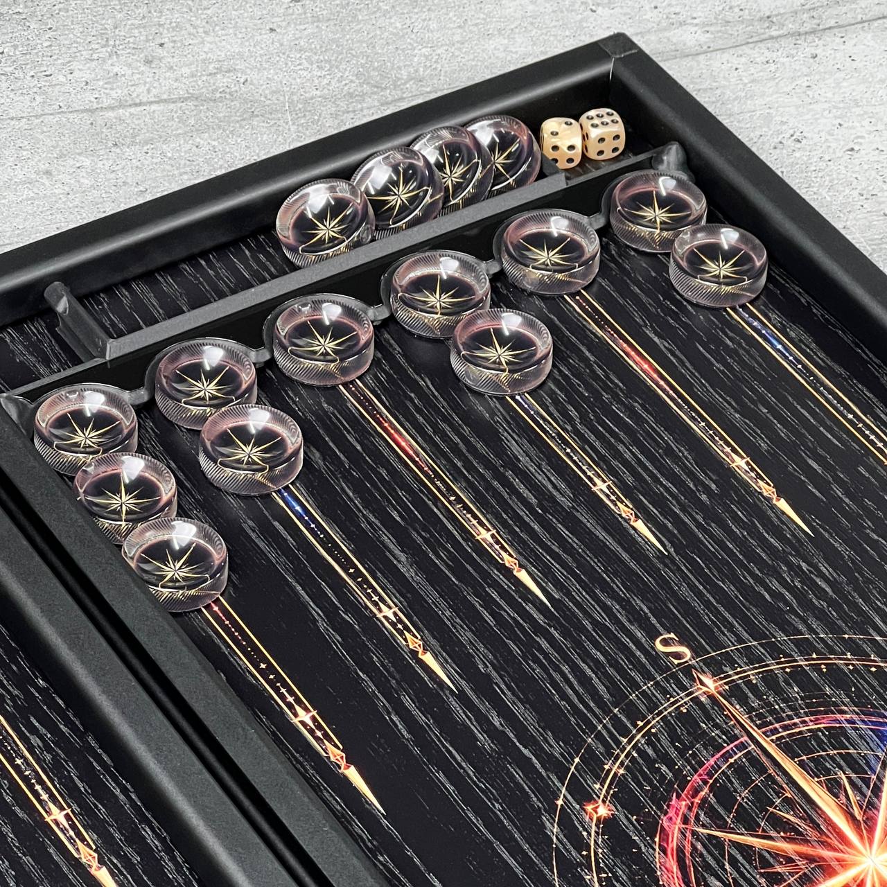 Guiding Star Wooden Backgammon Set – Oak & Aluminum, Large 24"
