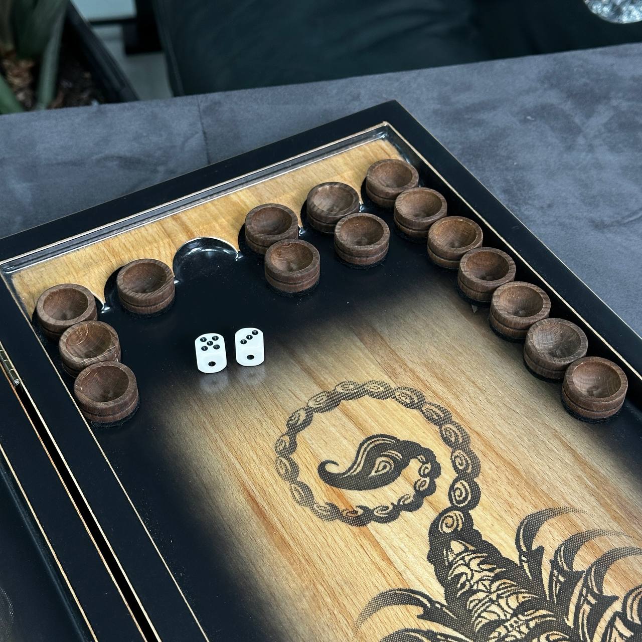 Wooden Backgammon "Scorpion" Customized and Gift-ready
