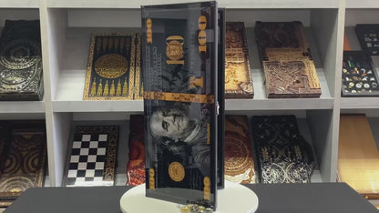 Backgammon en verre « Black Dollar » – Exquis, original, personnalisable, prêt à offrir