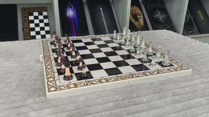 Luxury 3-in-1 Chess, Checkers & Backgammon Set – Handcrafted Acrylic Stone Chess + Free International Shipping Gift-ready