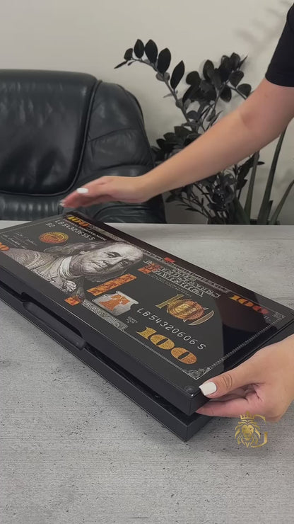 Jeu de backgammon exclusif en verre et bois. Prêt à offrir et personnalisable.
