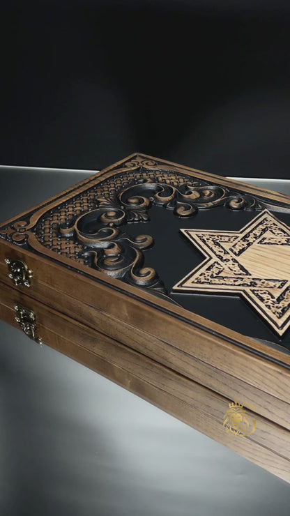 Star of David Wooden Backgammon Board – Premium Carved Edition