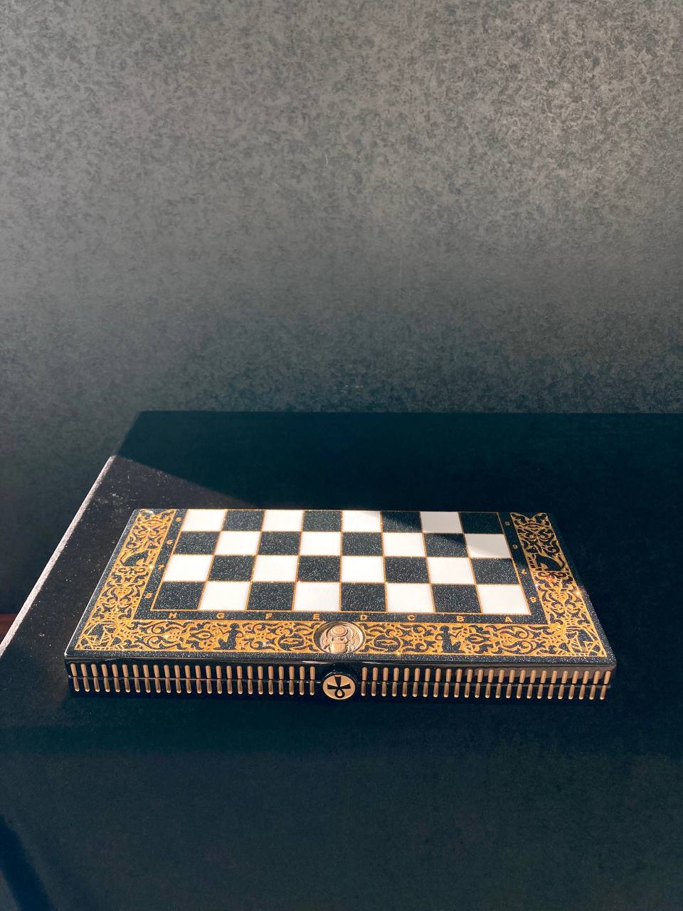 Premium Black Acrylic stone Chess Set with Carved Borders – Includes Pieces | Free global delivery | Gift-ready