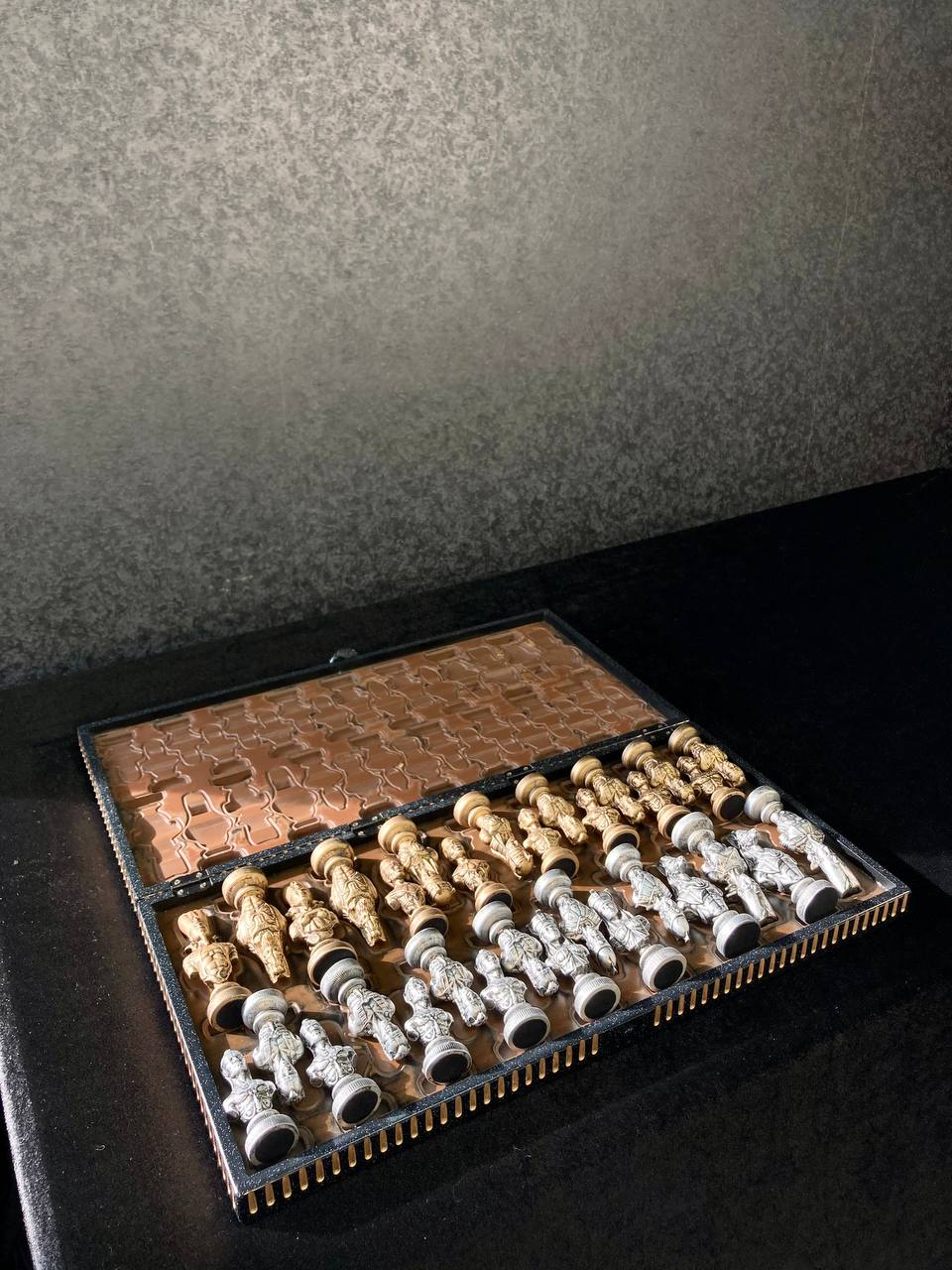 Premium Black Acrylic stone Chess Set with Carved Borders – Includes Pieces | Free global delivery | Gift-ready